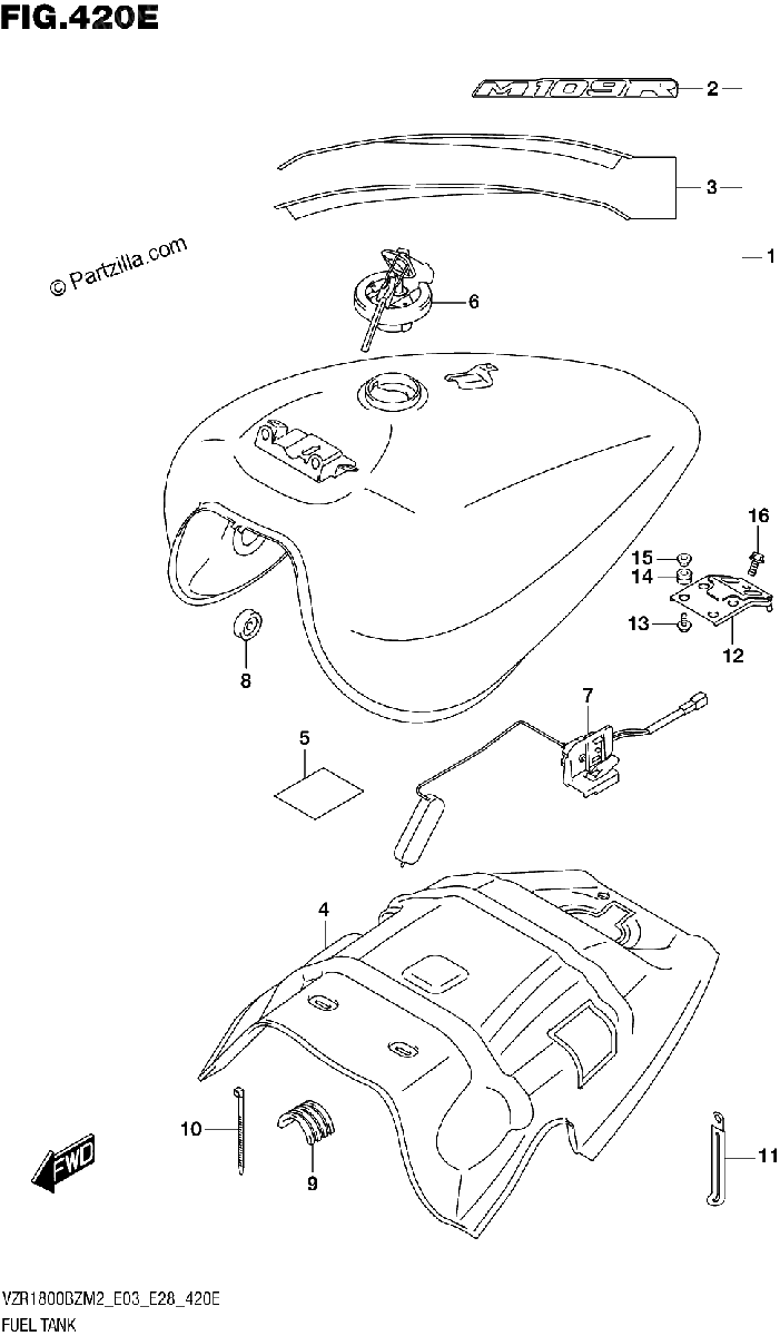 Diagrama de FUEL TANK E33 SEE NOTE 2