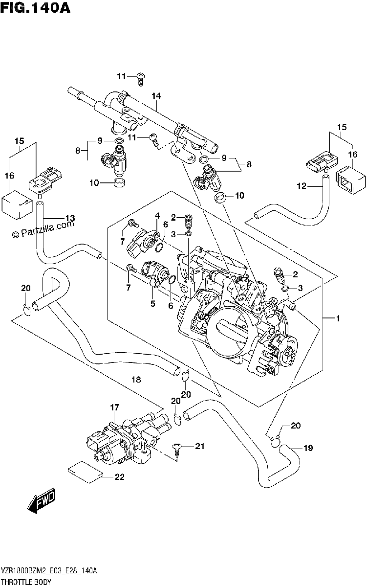 Diagrama de THROTTLE BODY E03 E28