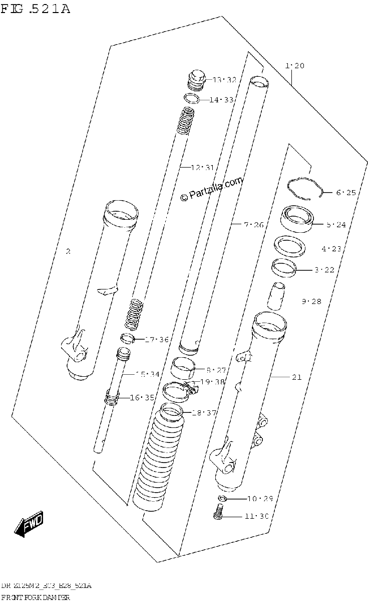 Diagrama de FRONT FORK DAMPER DR Z125 E28
