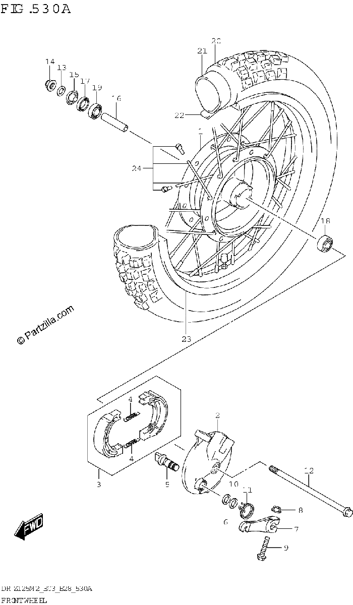 Diagrama de FRONT WHEEL DR Z125 E28