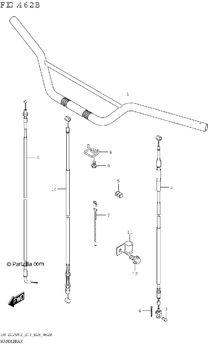 Diagrama de HANDLEBAR DR Z125 E28