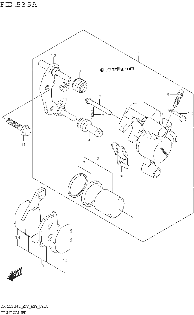 Diagrama de FRONT CALIPER DR Z125L E03 E28