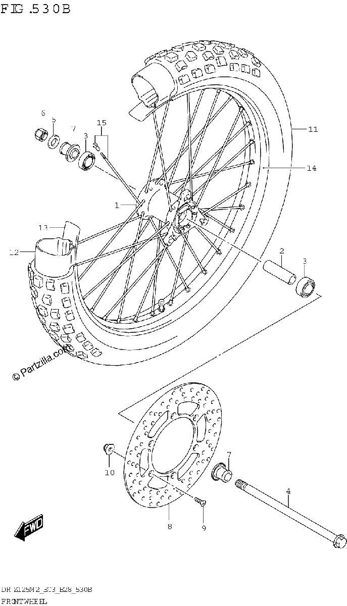 Diagrama de FRONT WHEEL DR Z125L E03 E28