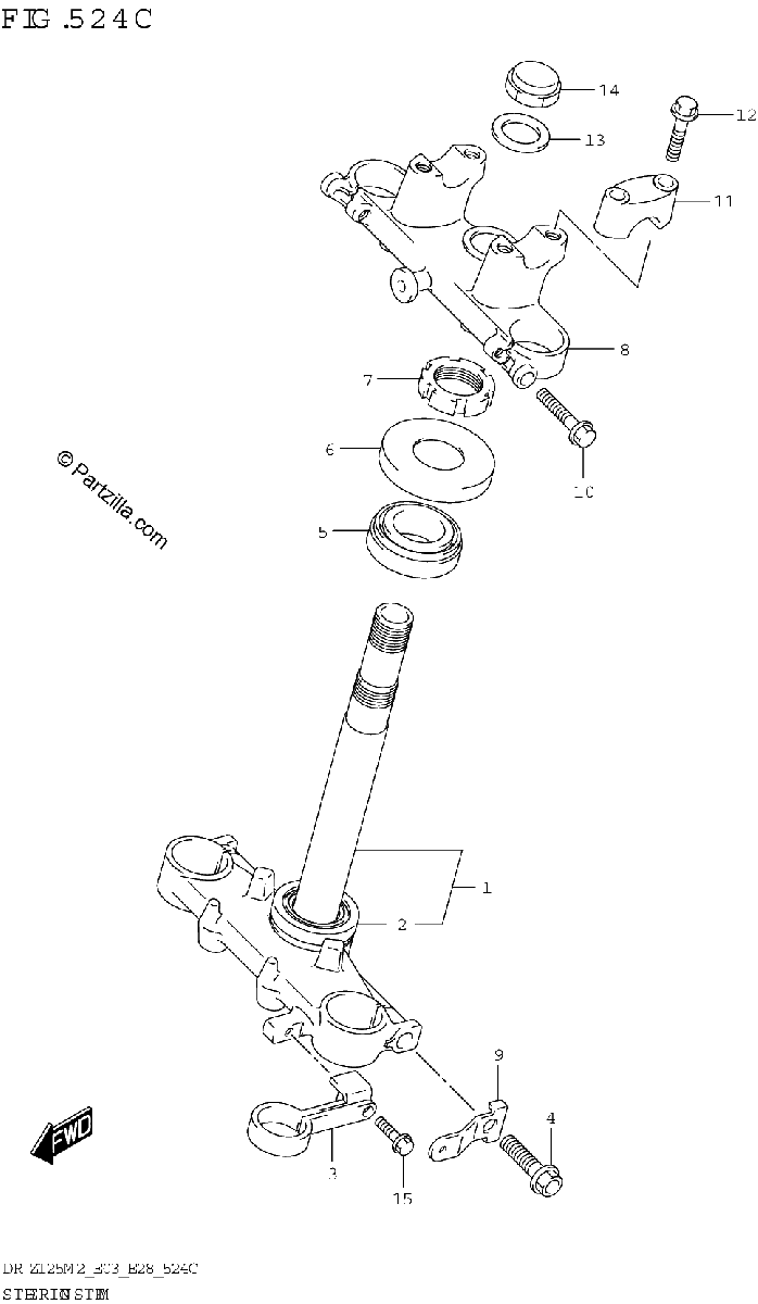Diagrama de STEERING STEM DR Z125L E28