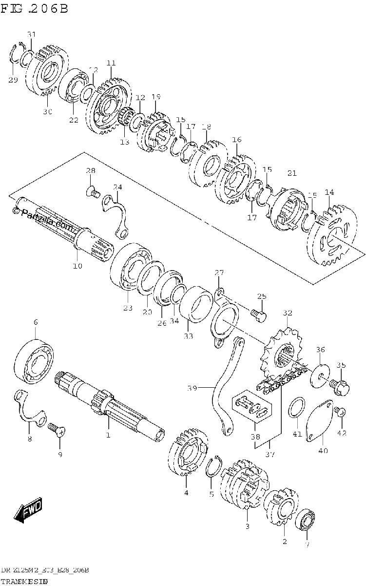 Diagrama de TRANSMISSION DR Z125L