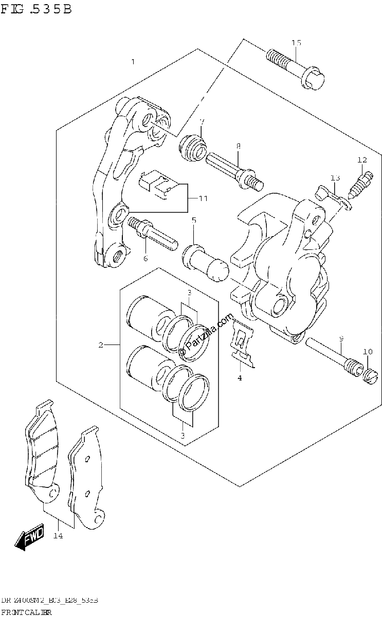 Diagrama de FRONT CALIPER DR Z400SM