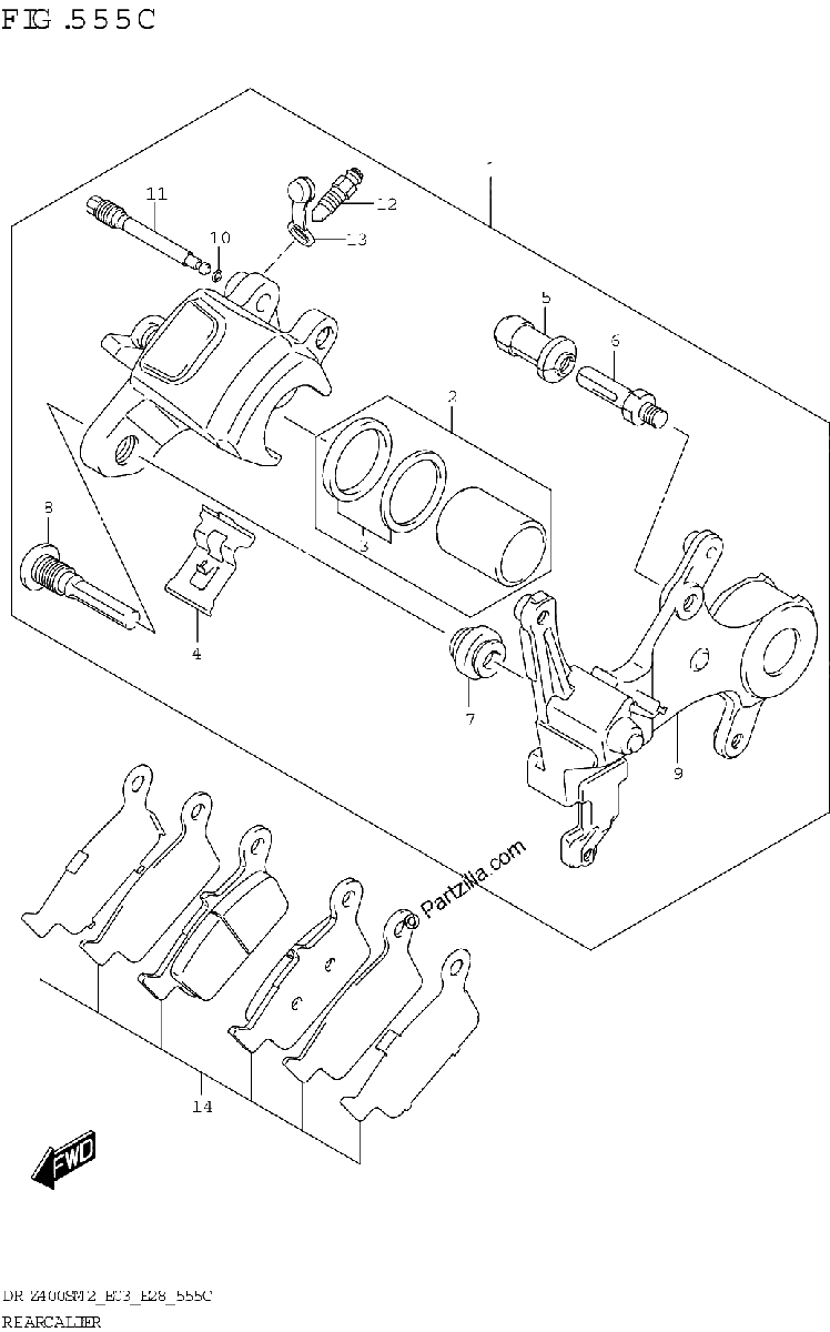 Diagrama de REAR CALIPER DR Z400SM