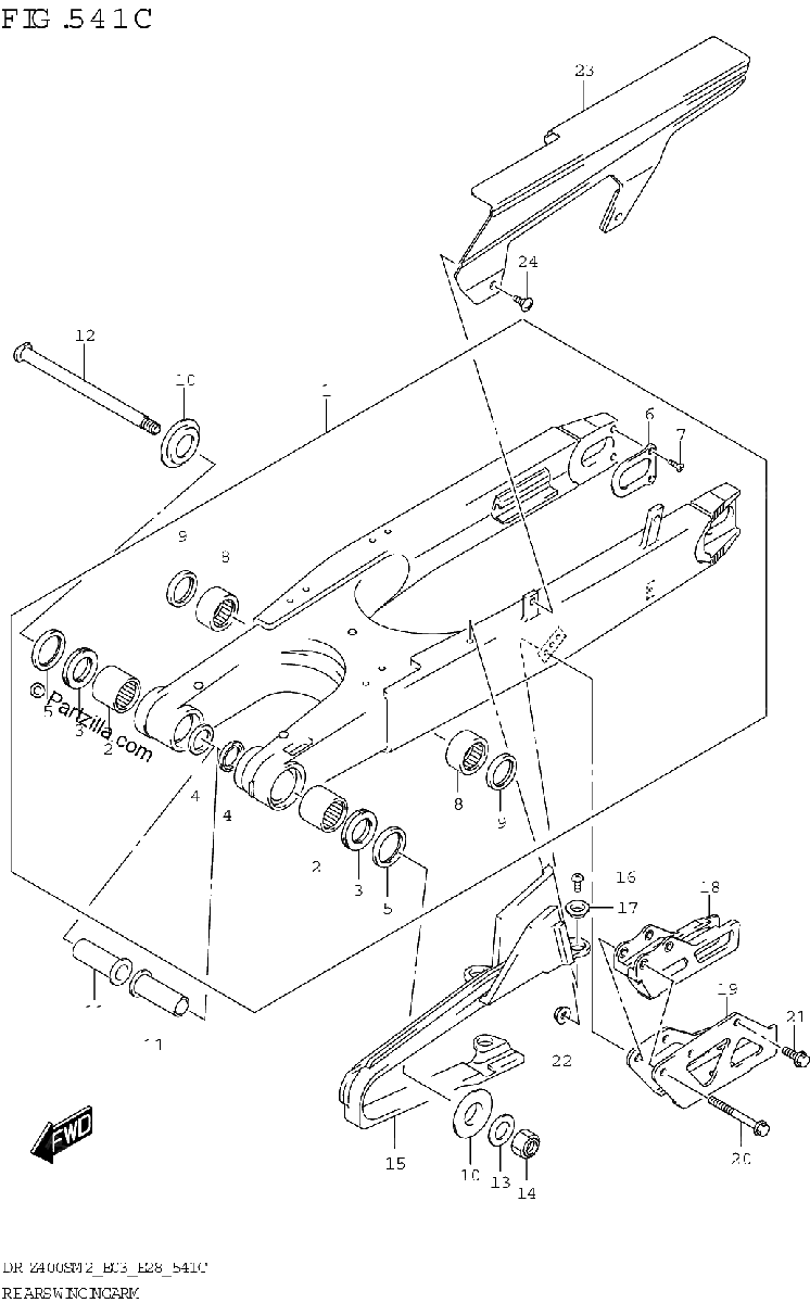 Diagrama de REAR SWINGINGARM DR Z400SM