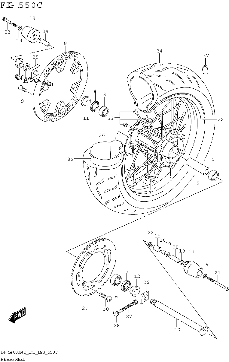Diagrama de REAR WHEEL DR Z400SM