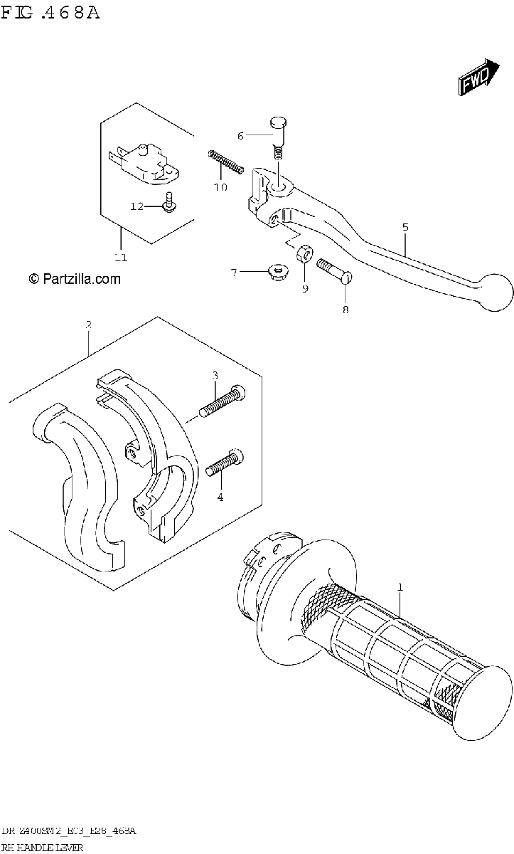 Diagrama de RH HANDLE LEVER