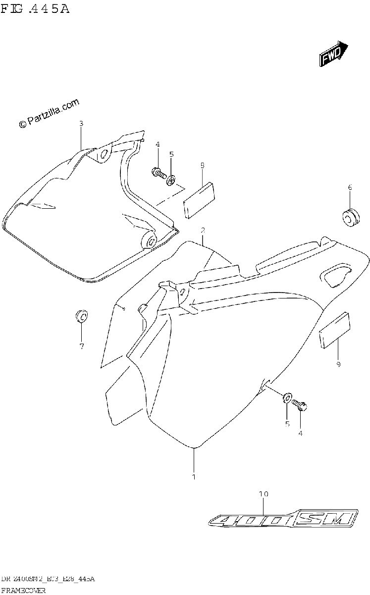 Diagrama de FRAME COVER DR Z400SM E03 E28