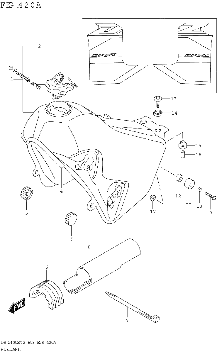 Diagrama de FUEL TANK DR Z400SM E03 E28