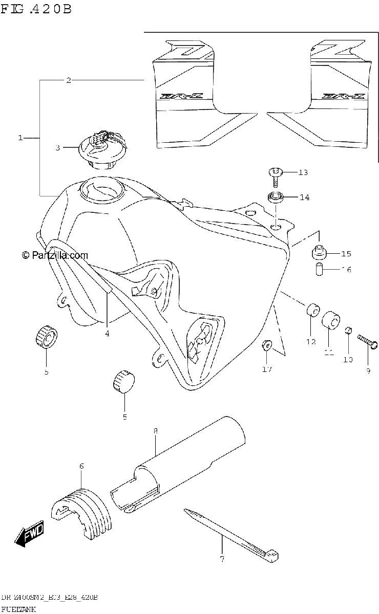 Diagrama de FUEL TANK DR Z400SM E33