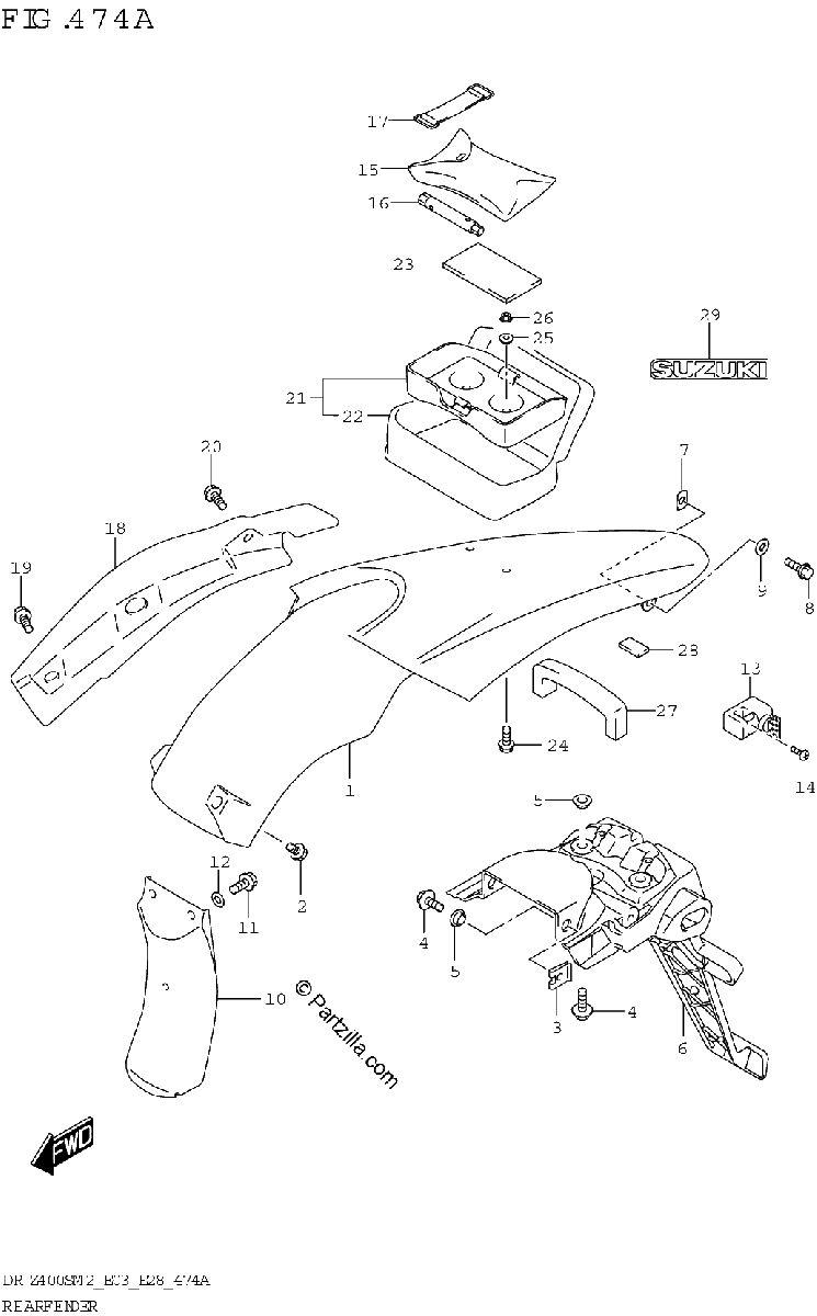 Diagrama de REAR FENDER DR Z400SM