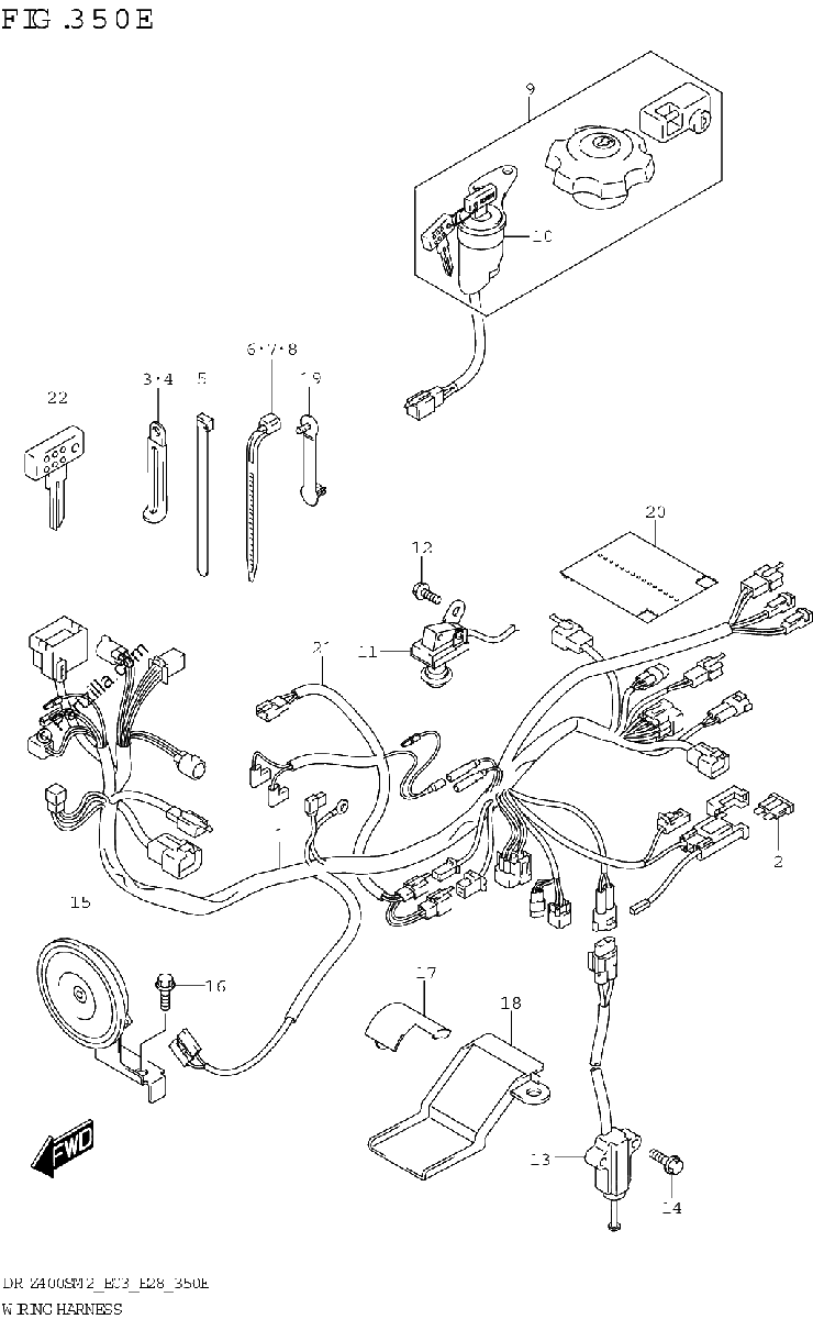 Diagrama de WIRING HARNESS DR Z400SM E33