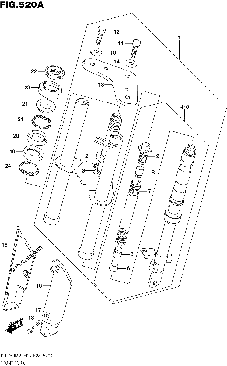 Diagrama de FRONT FORK E03