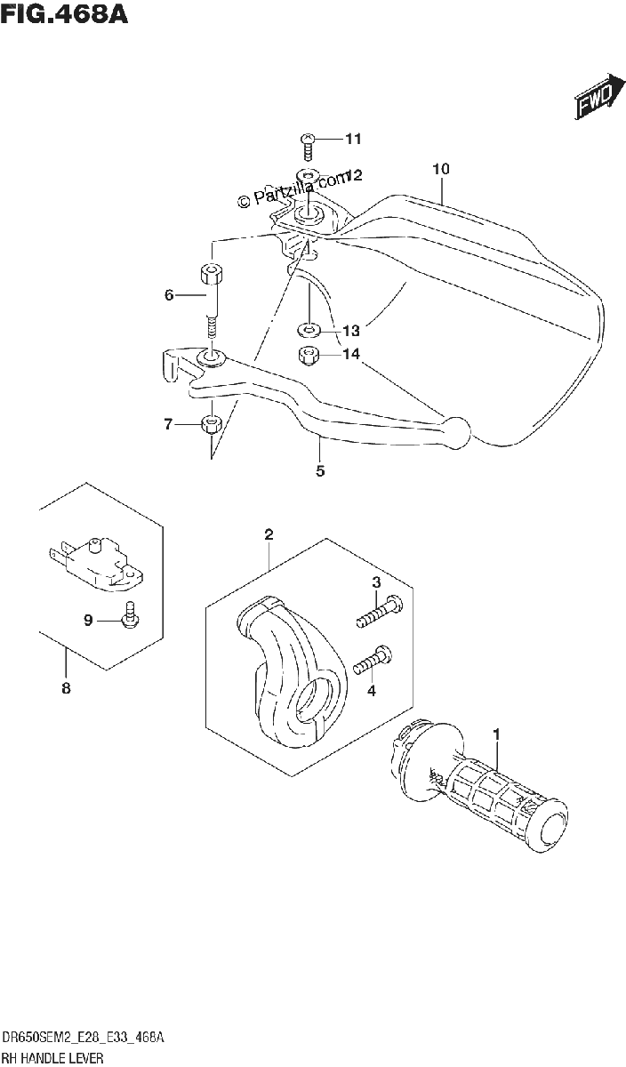 Diagrama de RH HANDLE LEVER