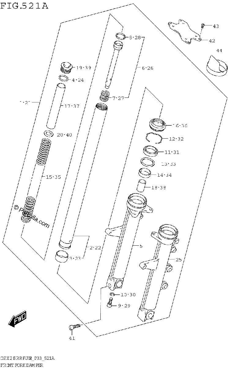 Diagrama de FRONT FORK DAMPER GSX250RRFJ M2 P33