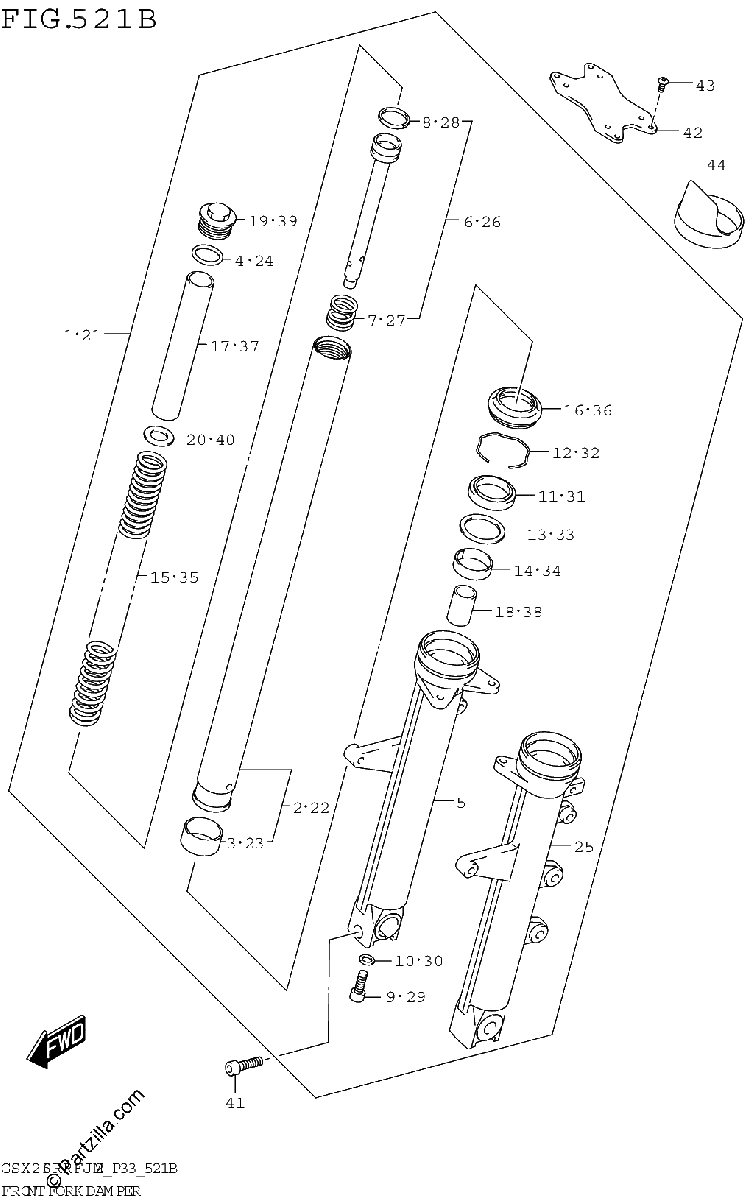 Diagrama de FRONT FORK DAMPER GSX250RRLJ M2 P33