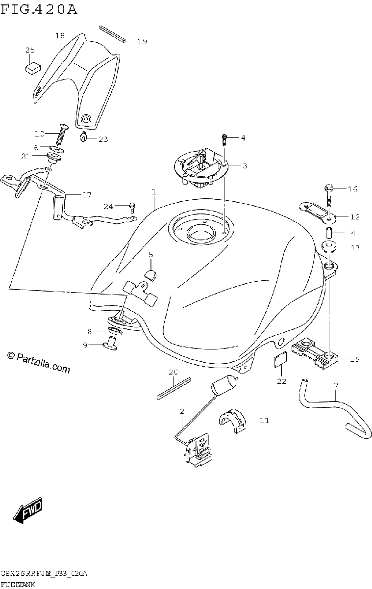 Diagrama de FUEL TANK GSX250RRFJ M2 P33