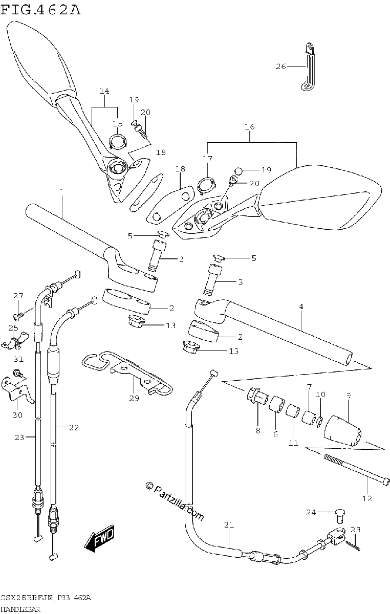 Diagrama de HANDLEBAR GSX250RRFJ M2 P33