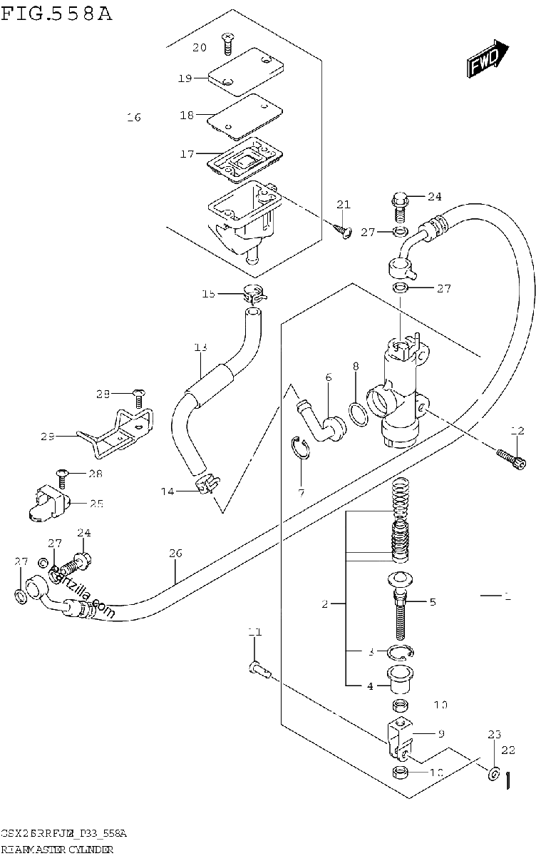 Diagrama de REAR MASTER CYLINDER GSX250RRFJ M2 P33