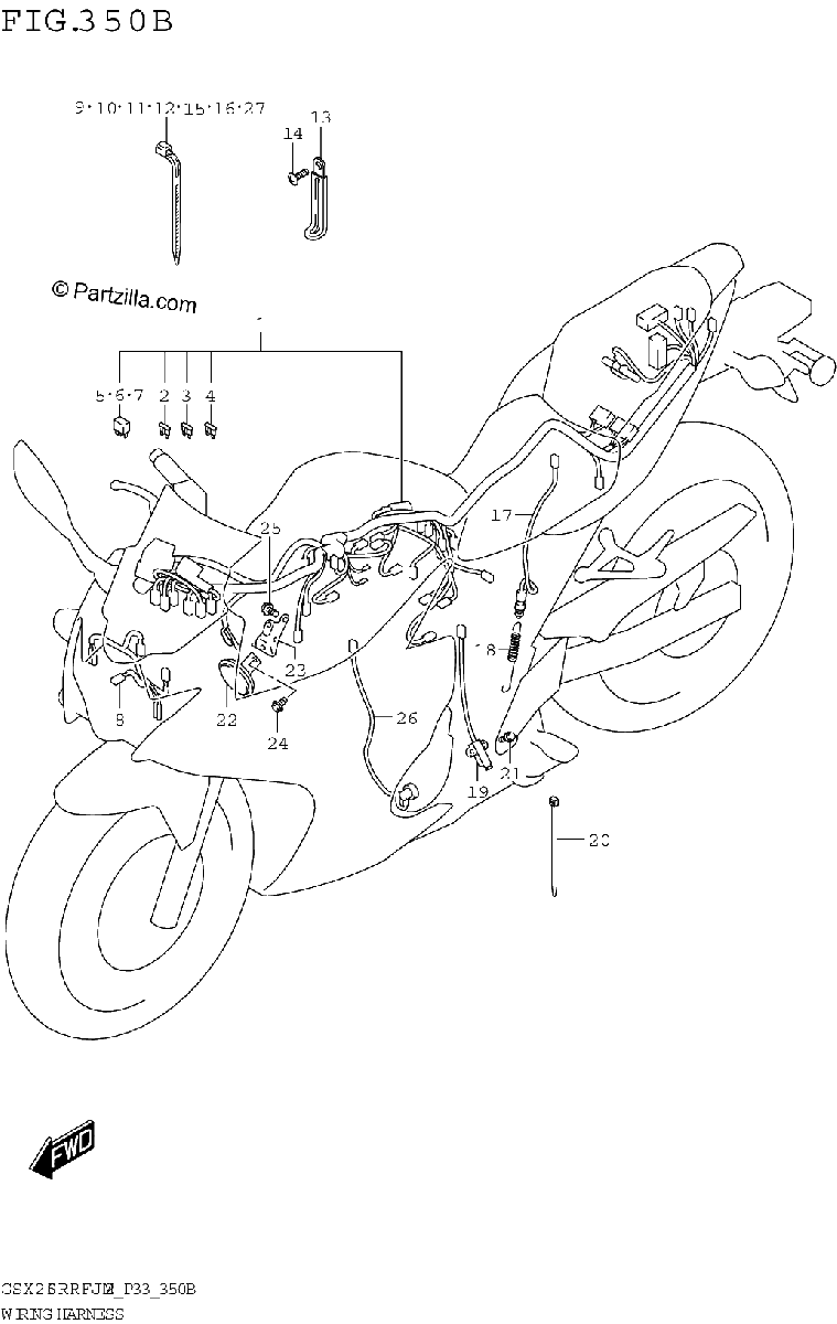Diagrama de WIRING HARNESS GSX250RRLJ M2 P33