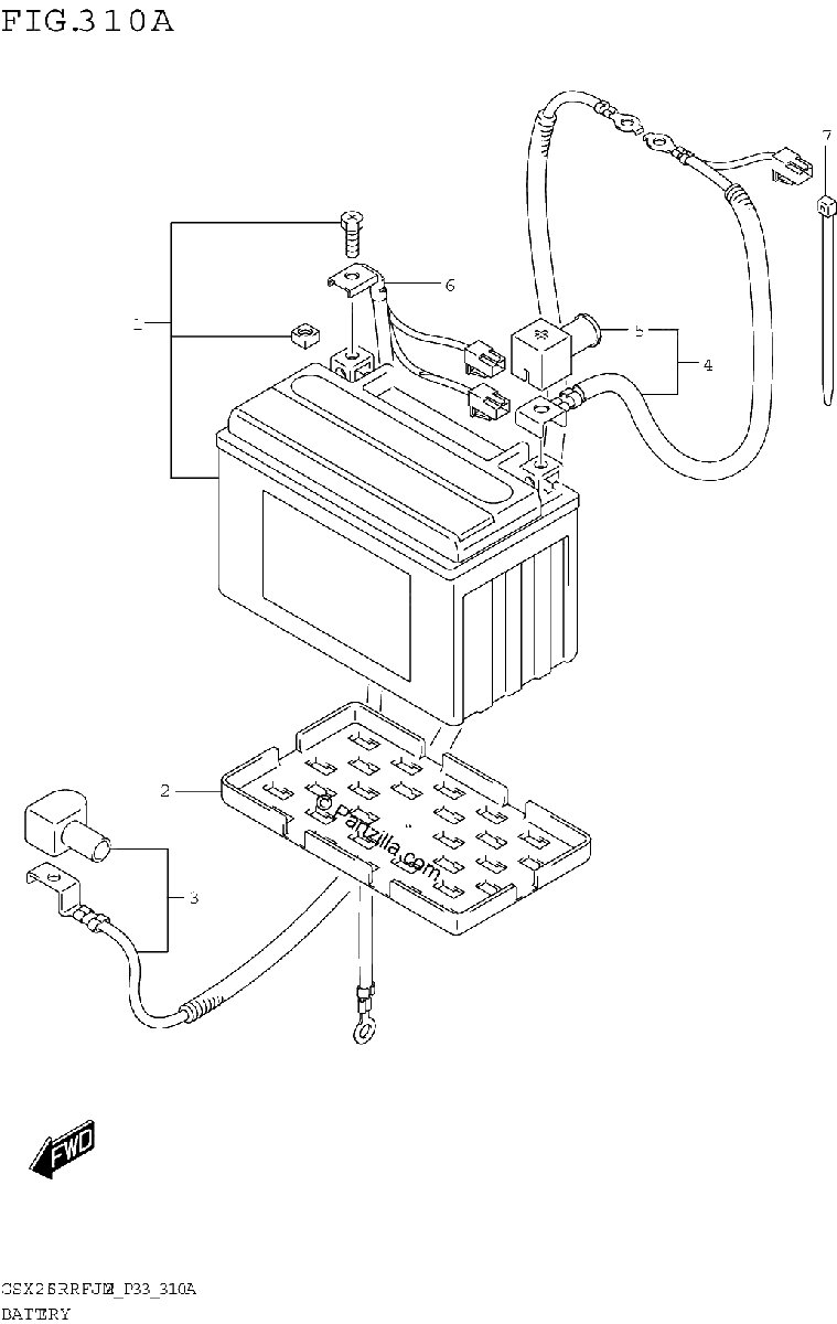 Diagrama de BATTERY GSX250RRFJ M2 P33