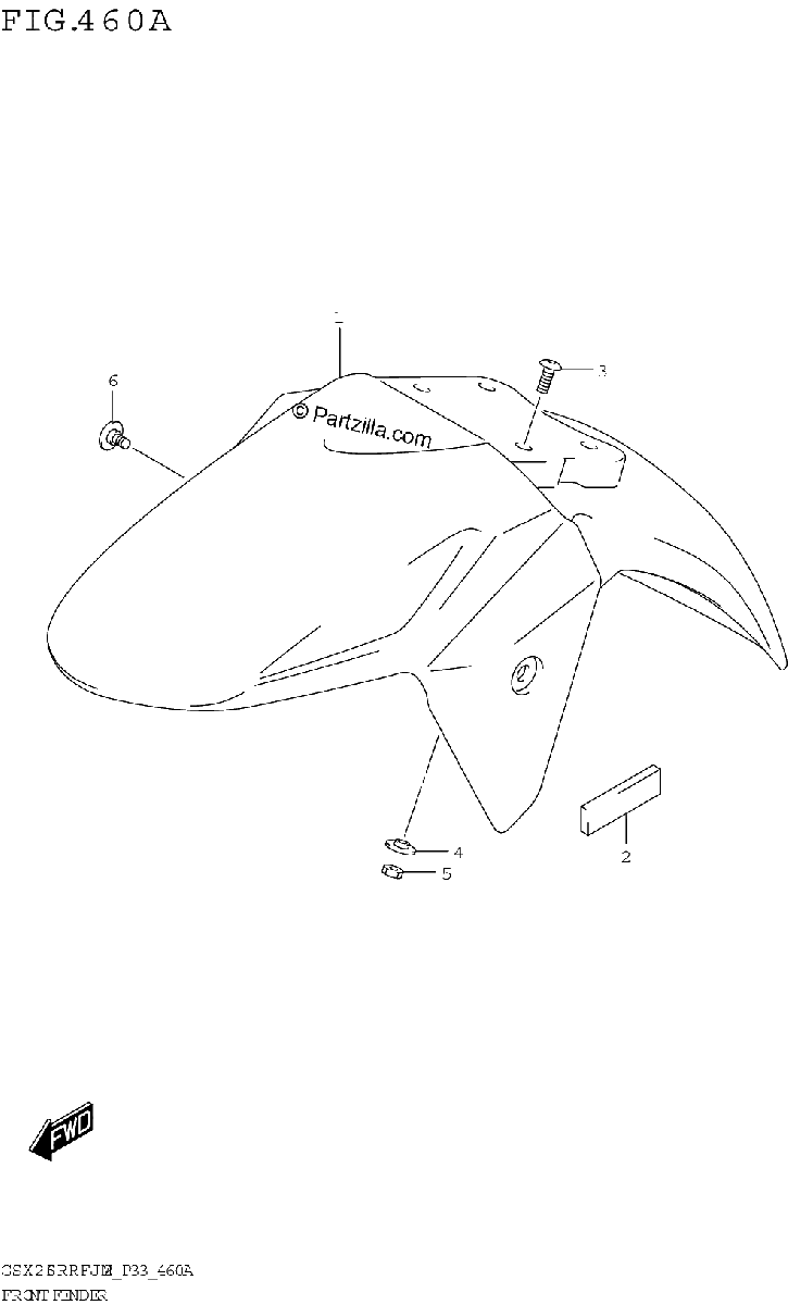 Diagrama de FRONT FENDER GSX250RRFJ M2 P33