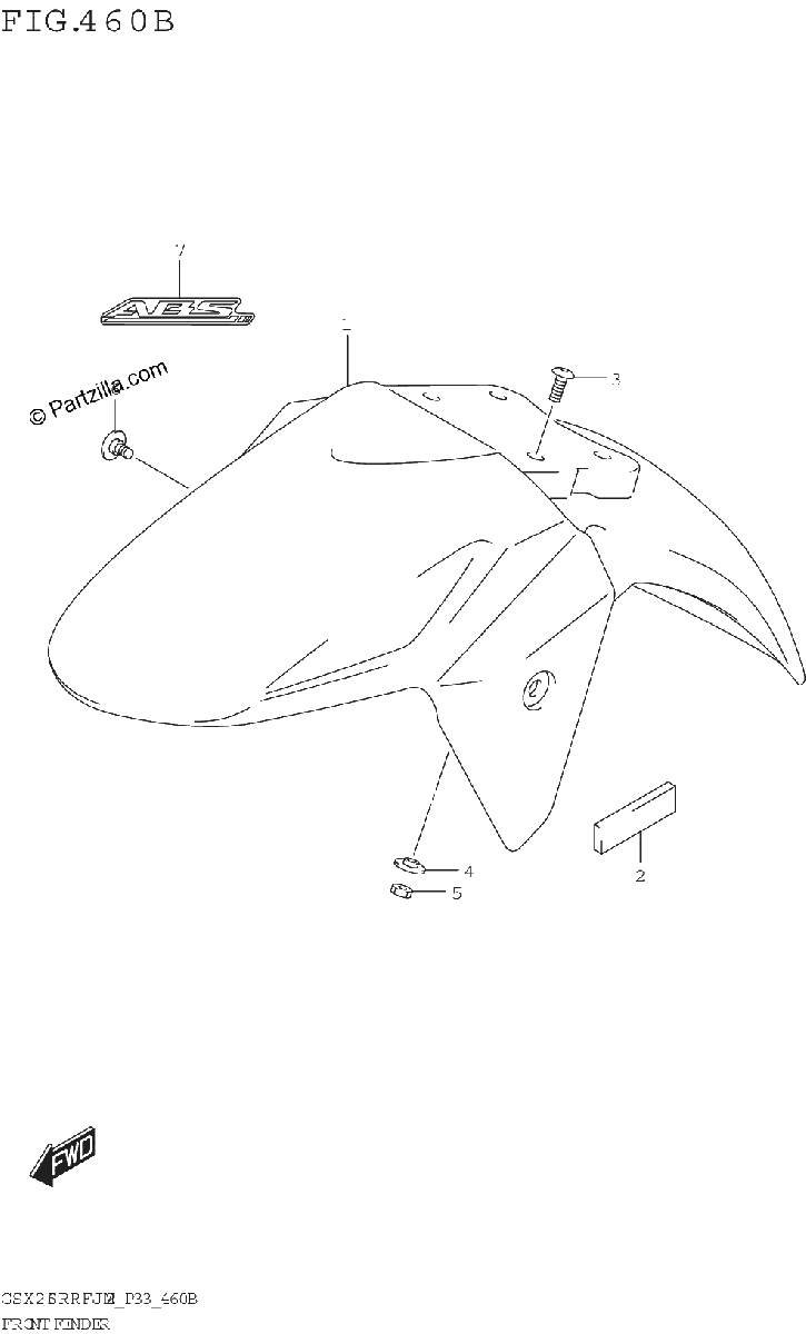 Diagrama de FRONT FENDER GSX250RRLJ M2 P33