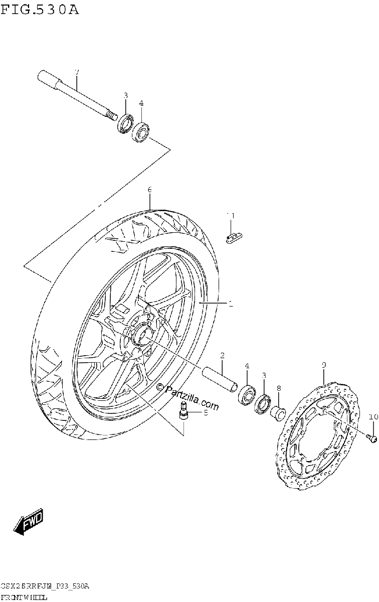 Diagrama de FRONT WHEEL GSX250RRFJ M2 P33