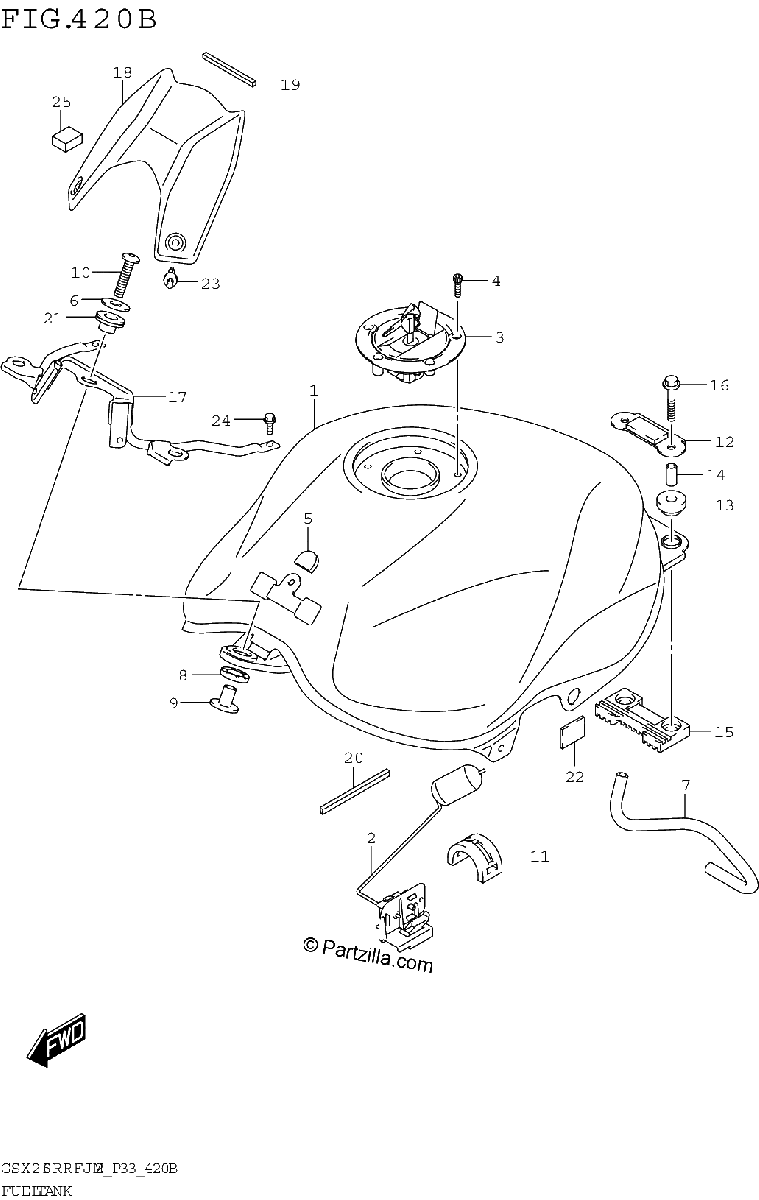 Diagrama de FUEL TANK GSX250RRLJ M2 P33