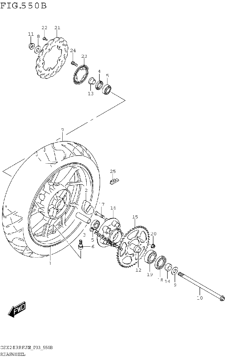 Diagrama de REAR WHEEL GSX250RRLJ M2 P33