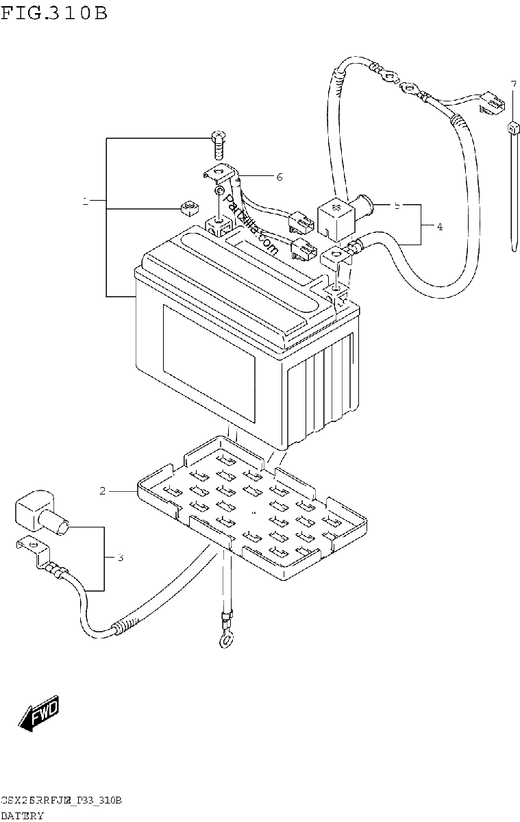 Diagrama de BATTERY GSX250RRLJ M2 P33