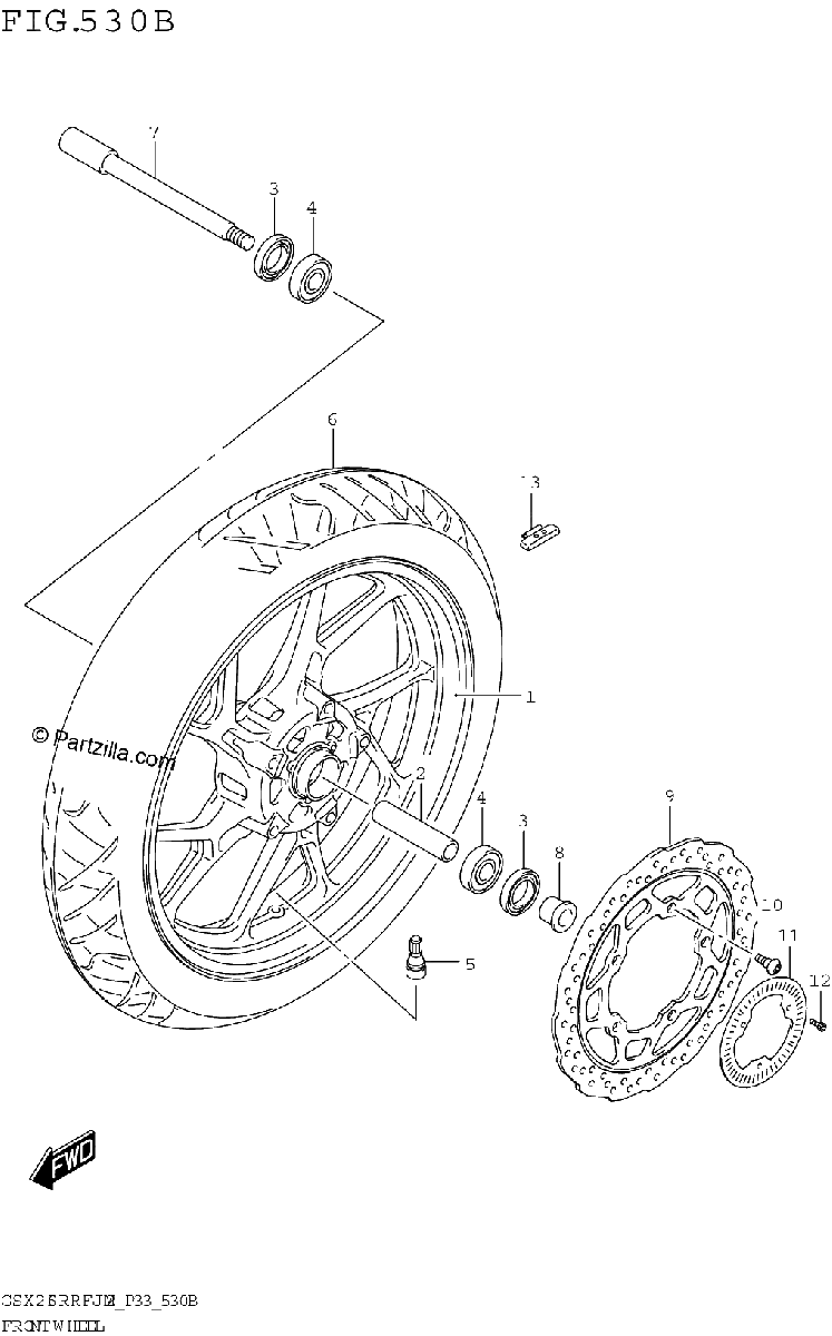 Diagrama de FRONT WHEEL GSX250RRLJ M2 P33