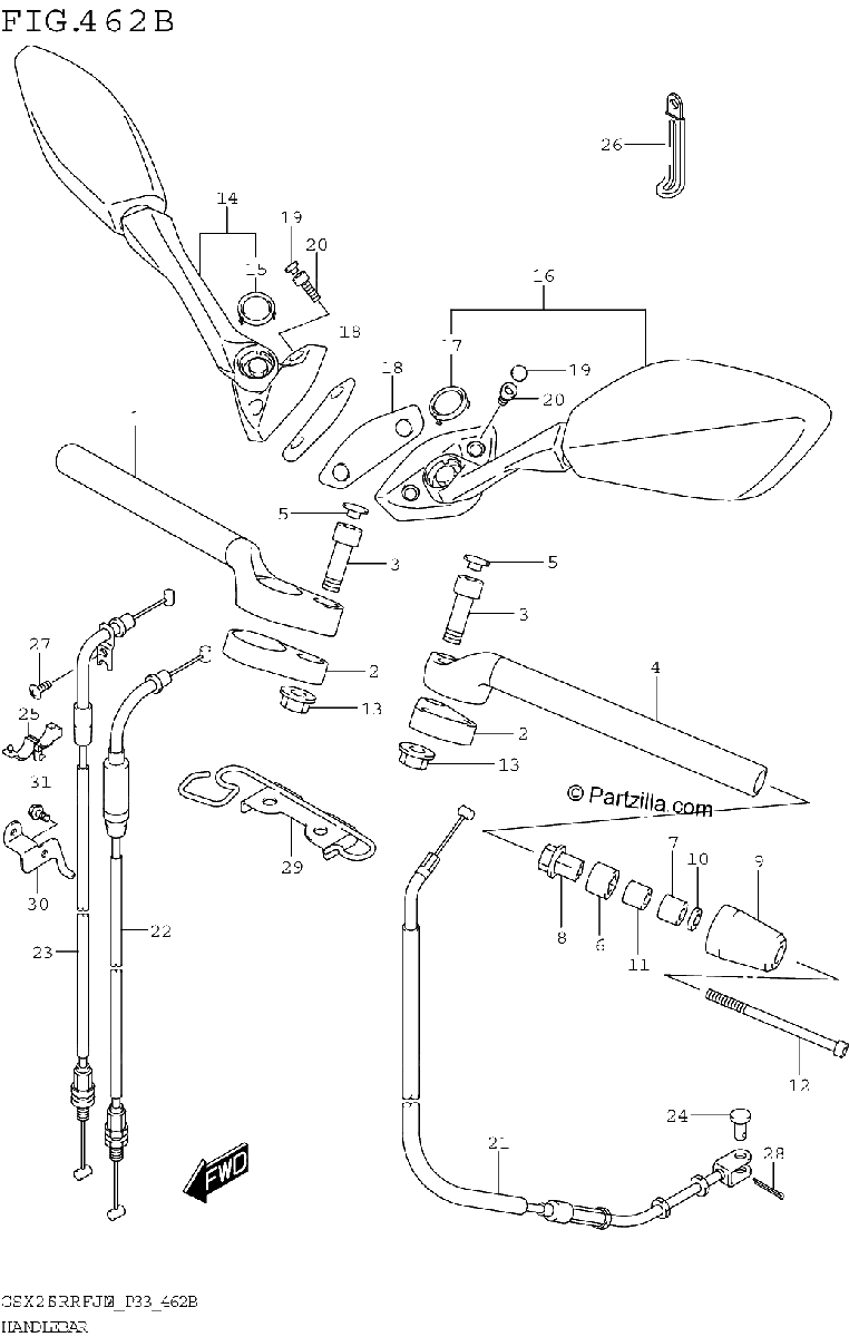 Diagrama de HANDLEBAR GSX250RRLJ M2 P33