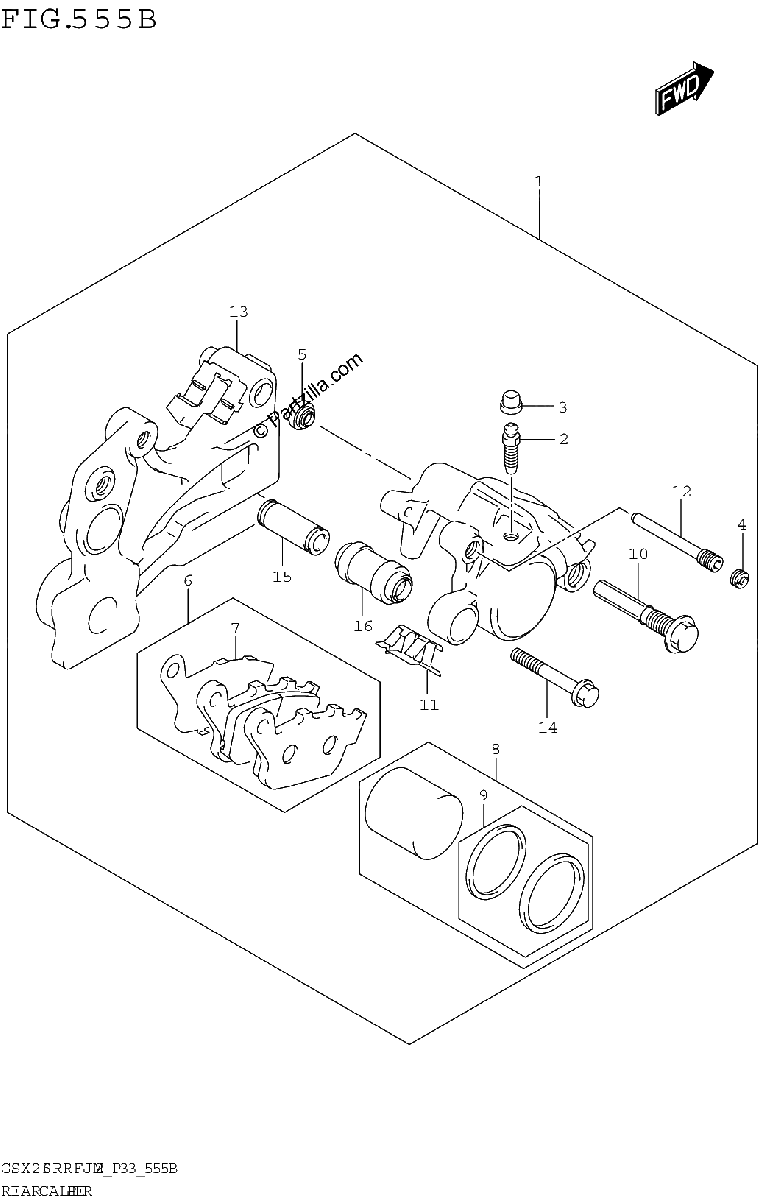 Diagrama de REAR CALIPER GSX250RRLJ M2 P33