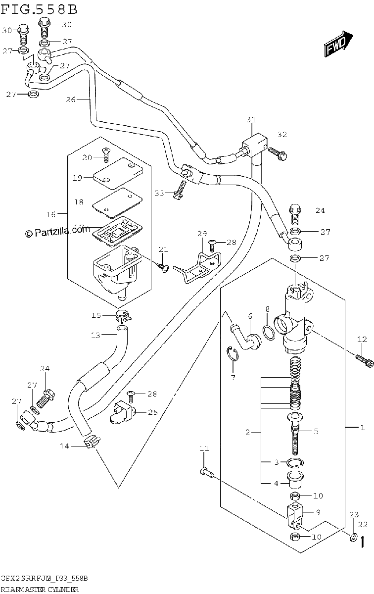 Diagrama de REAR MASTER CYLINDER GSX250RRLJ M2 P33