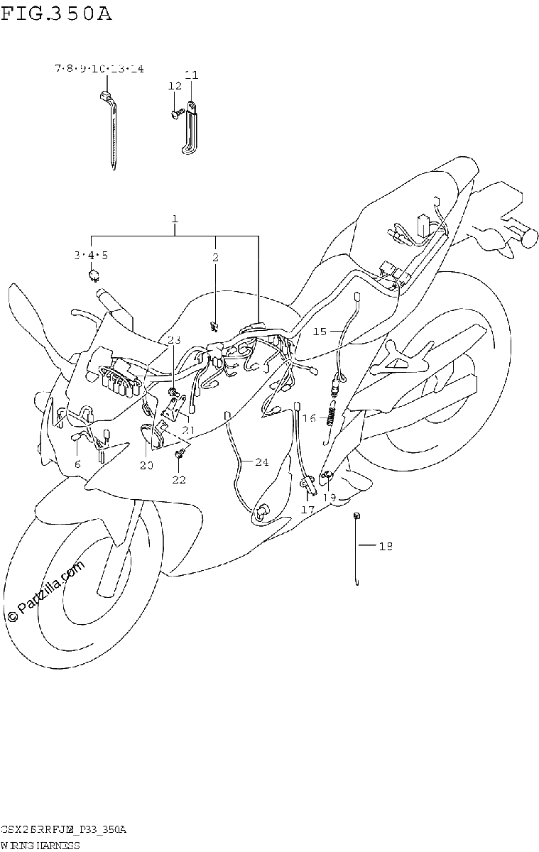 Diagrama de WIRING HARNESS GSX250RRFJ M2 P33