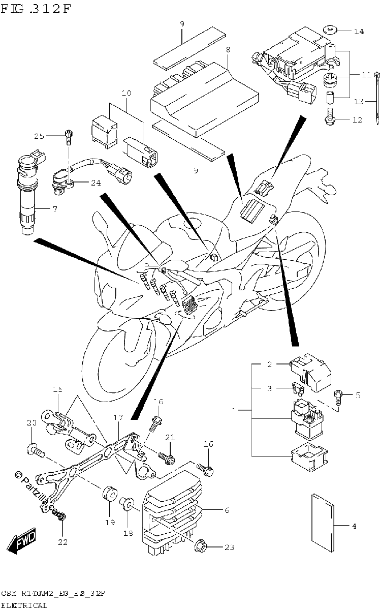 Diagrama de ELECTRICAL GSX R1000A E03 E28