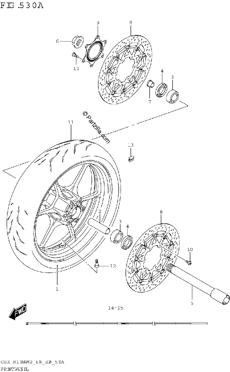 Diagrama de FRONT WHEEL GSX R1000RA