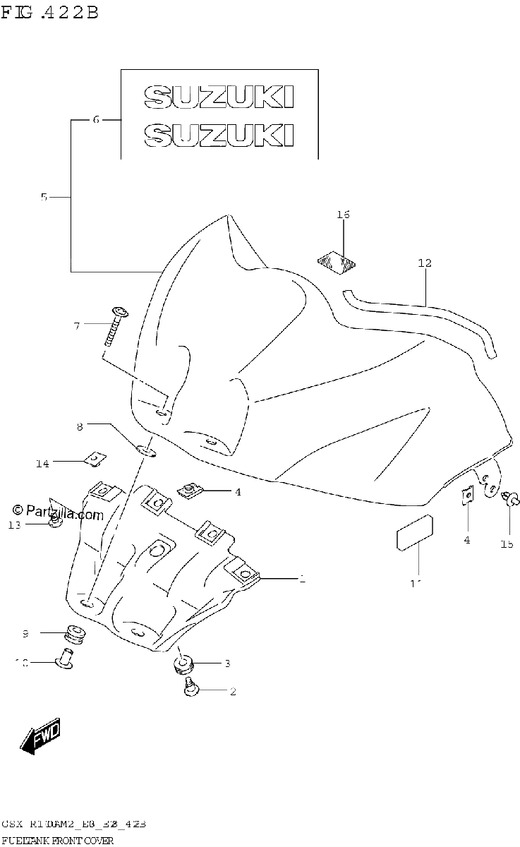 Diagrama de FUEL TANK FRONT COVER GSX R1000RZA