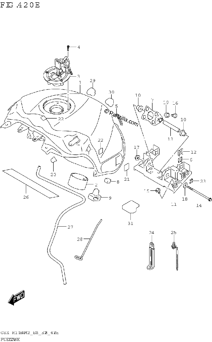 Diagrama de FUEL TANK GSX R1000A E33
