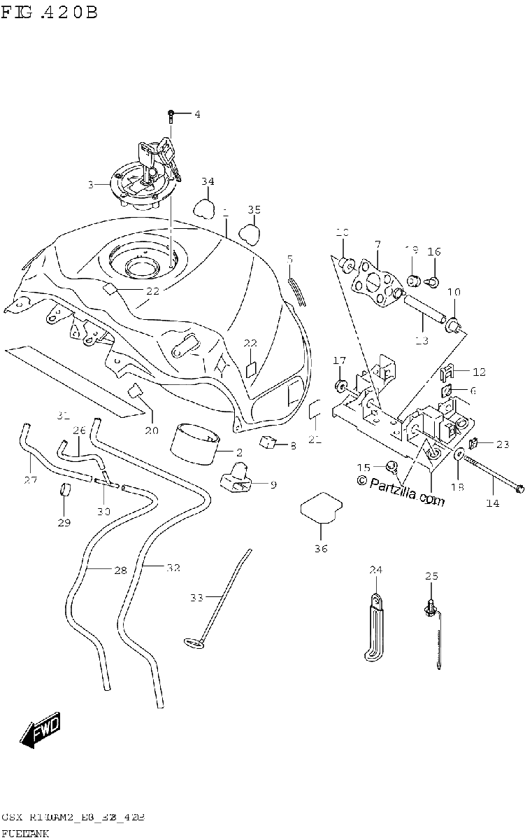 Diagrama de FUEL TANK GSX R1000RA E03 E28