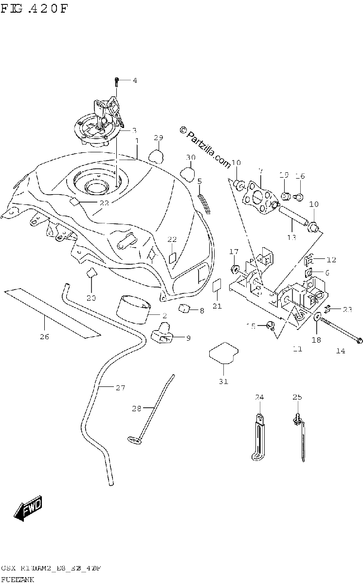 Diagrama de FUEL TANK GSX R1000RA E33