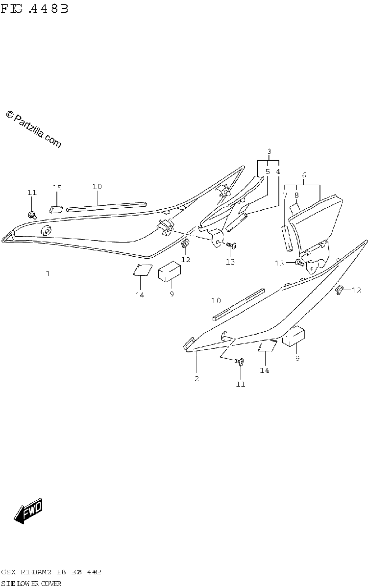 Diagrama de SIDE LOWER COVER GSX R1000RA