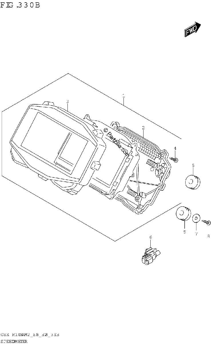 Diagrama de SPEEDOMETER GSX R1000A E03 E33