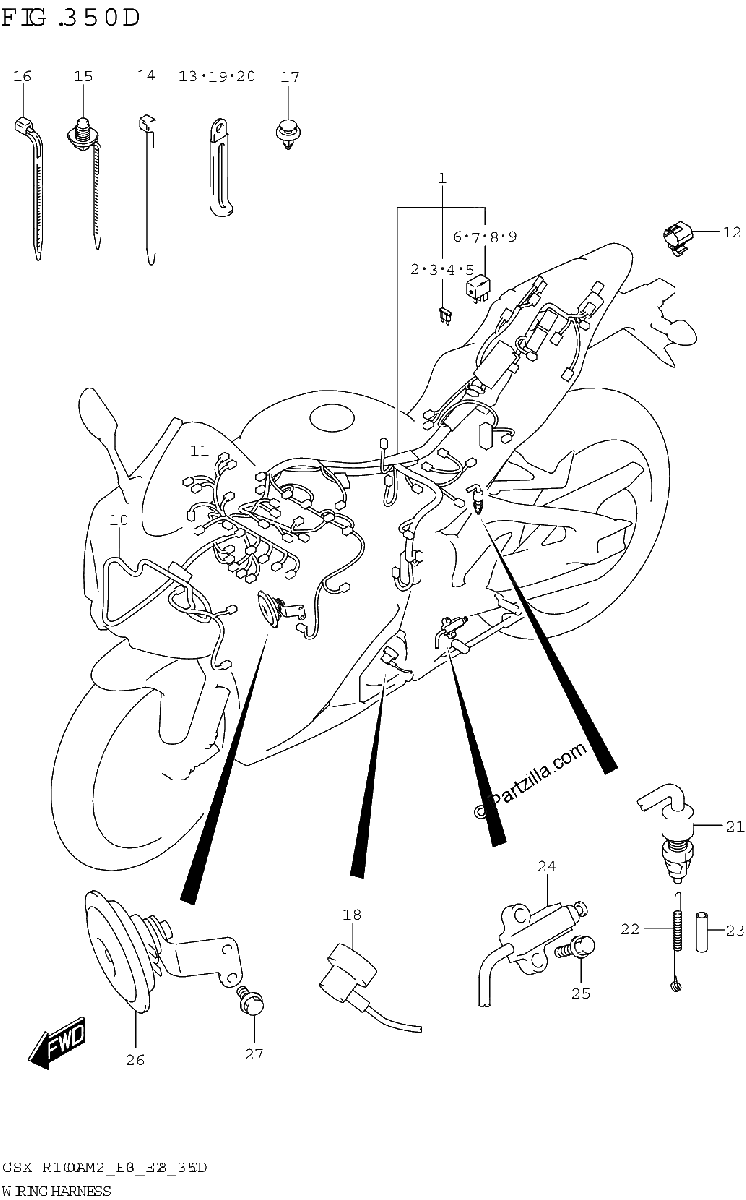 Diagrama de WIRING HARNESS GSX R1000A E33