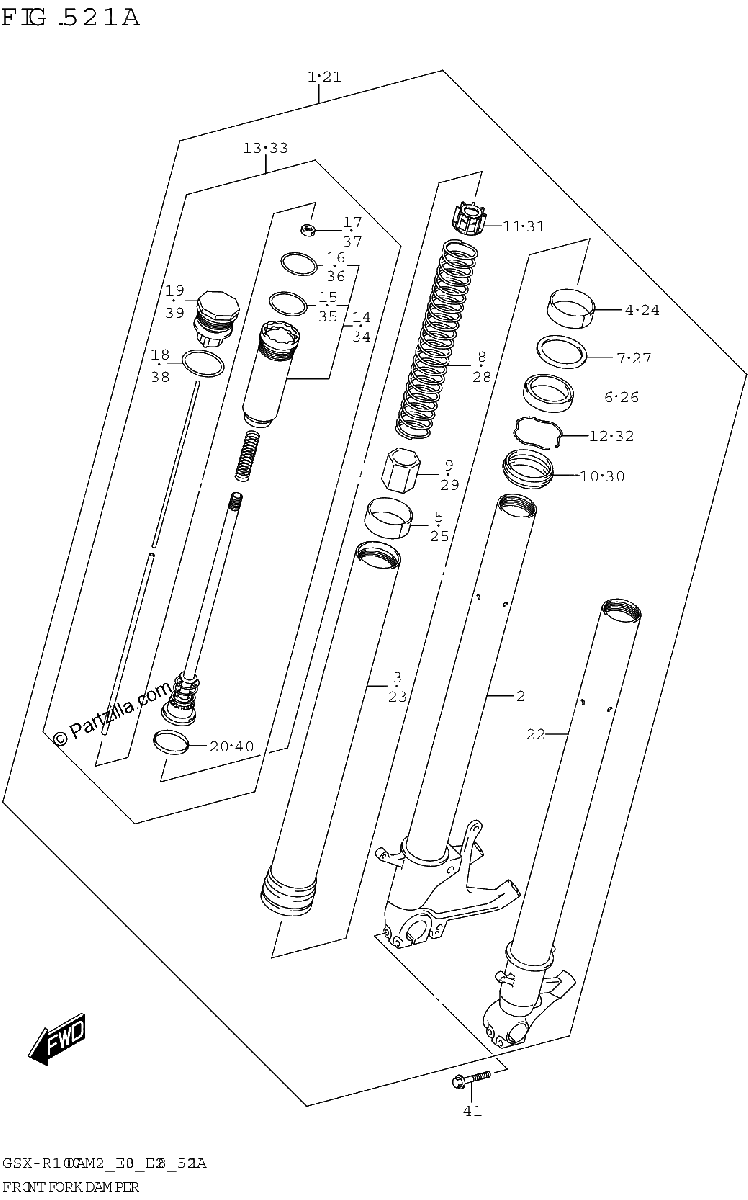 Diagrama de FRONT FORK DAMPER GSX R1000A