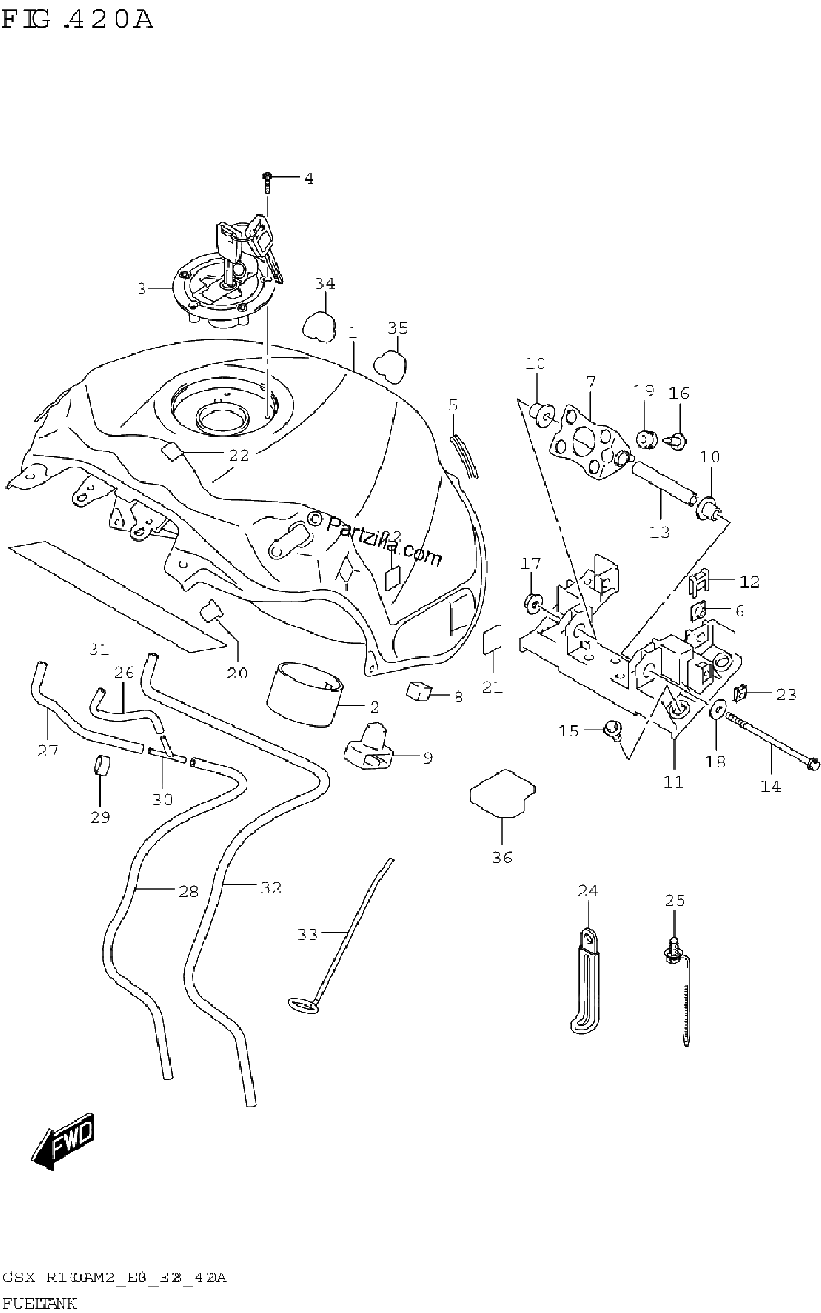 Diagrama de FUEL TANK GSX R1000A E03 E28
